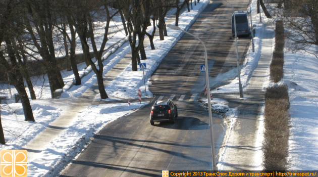 Сужение дороги для пешеходного перехода в Таллинне