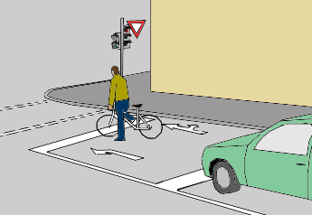 Стоп-линия для велосипедистов, вынесенная перед автомобилями 