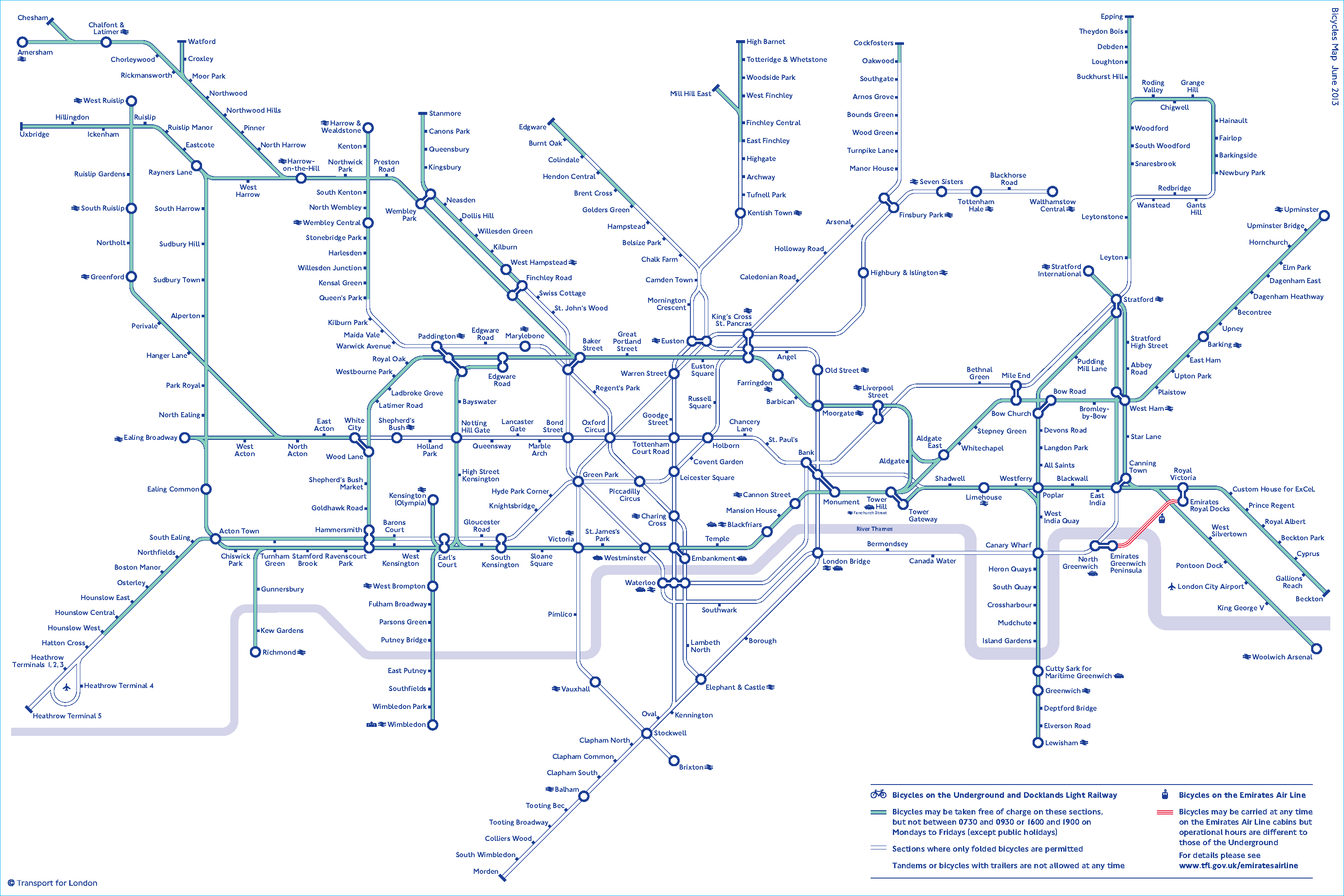 карта лондонского метро для велосипедиста