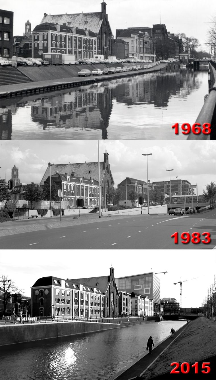 История автомобильных дорог в центре Утрехта в трех фотографиях